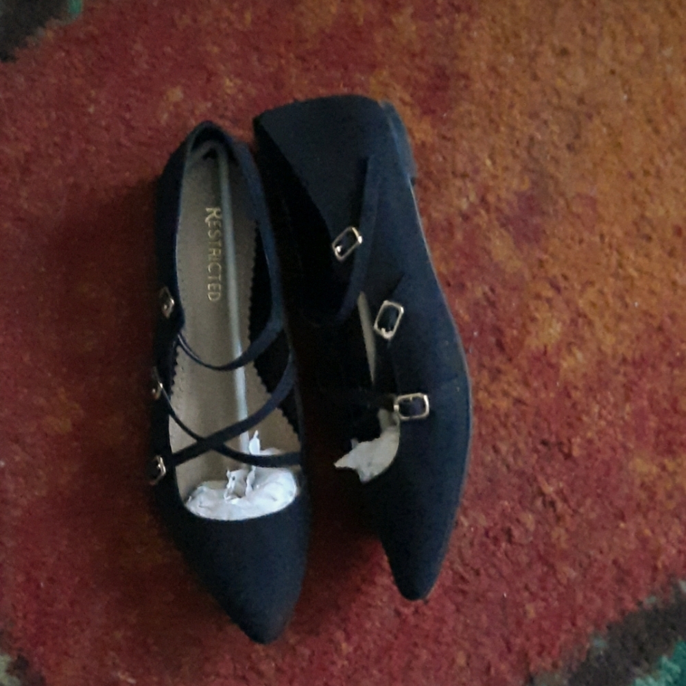 Black suede dress flats